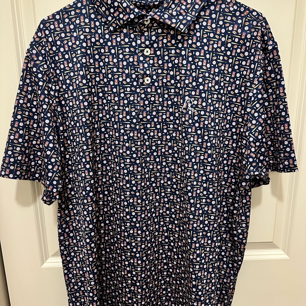 Rhoback Navy and Pink Patterned Polo Shirt